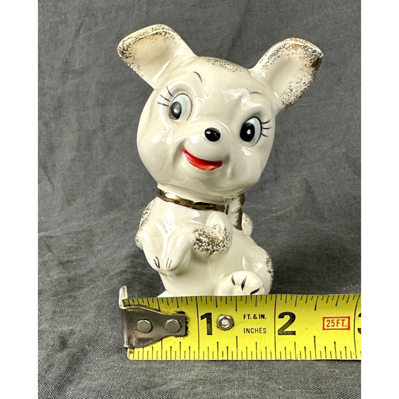 Vintage 1950’s Ceramic Dog Puppy Figurine Gold Trim Japan 4.25” - Picture 11 of 12